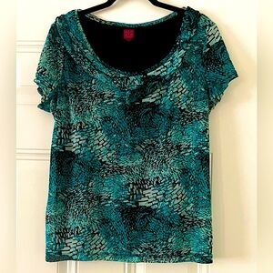 212 Collection Blue and Black Blouse Stylish and Versatile